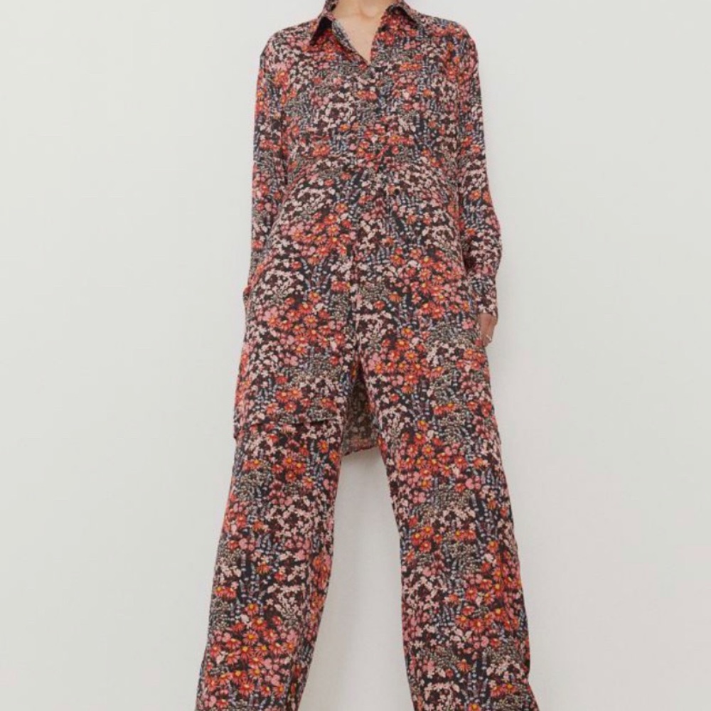 H&M Wide Cut Pants + Button Up Set